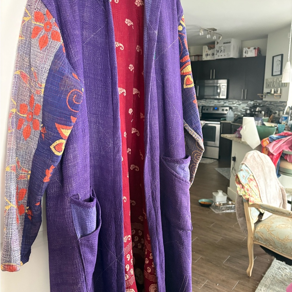 Purple Patchwork Women's Coat
